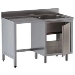 Plonge bac à droite sur placard de rangement porte battante et passage lave vaisselle à gaucheDim : 120 x 70 x 85 cm