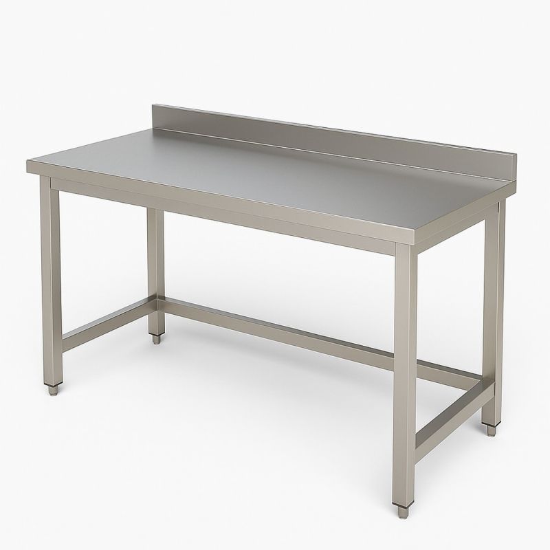 Table inox adossée AISI 304 Dim : 80 x 70 x 85 cm Table inox adossée AISI 304 Dim : 80 x 70 x 85 cm