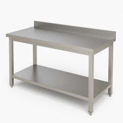 Table inox Adossée avec 1 étagère AISI 304 Dim : 80 x 60 x 85 cm