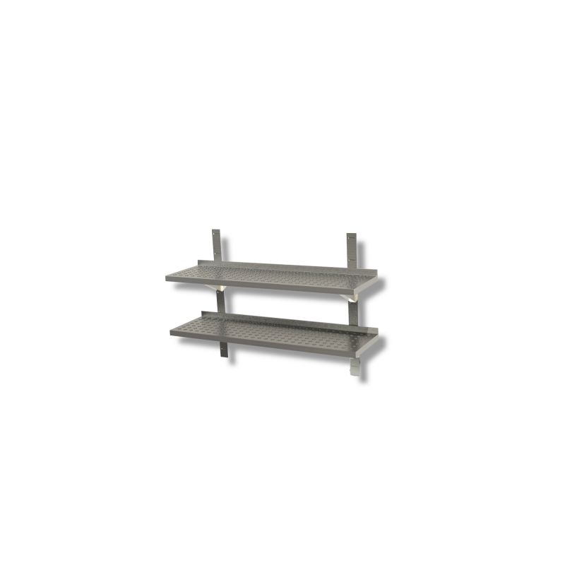 Etagères double perforées pour égouttoir sur crémaillère fournie Dim : 60 x 30 x 4 cm Etagères double perforées pour égouttoir sur crémaillère fournie Dim : 60 x 30 x 4 cm