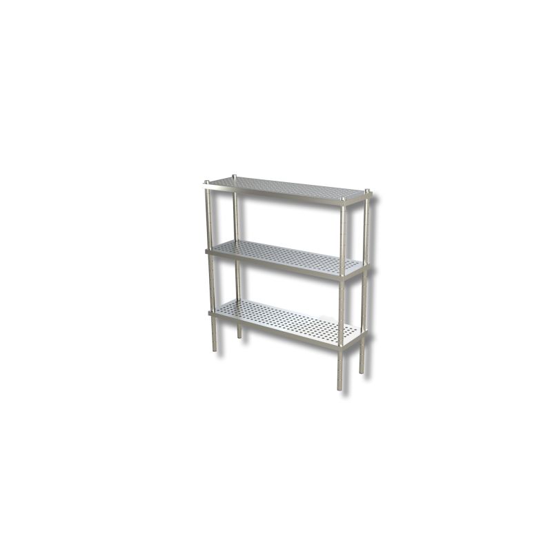 Etagère de rangement perforées pour égouttoir ouvert 3 niveaux Dim : 140 x 50 x 150 cm Etagère de rangement perforées pour égouttoir ouvert 3 niveaux Dim : 140 x 50 x 150 cm