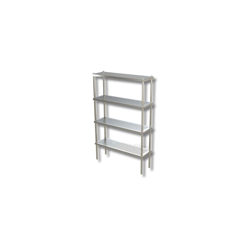 Etagère de rangement perforées pour égouttoir ouvert 3 niveaux Dim : 90 x 40 x 200 cm Etagère de rangement perforées pour égouttoir ouvert 3 niveaux Dim : 90 x 40 x 200 cm