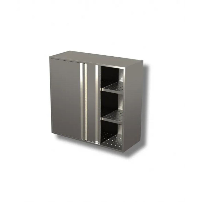 Placard suspendu portes coulissantes 2 étagère 3 Niv. perforés pour égouttoir de rangementDim : 130 x 40 x 100 cm Placard suspendu portes coulissantes 2 étagère 3 Niv. perforés pour égouttoir de rangementDim : 130 x 40 x 100 cm