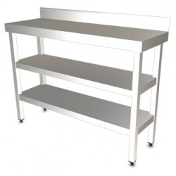 Table de travail adossée avec étagère gastro profondeur 600 - COMBISTEEL