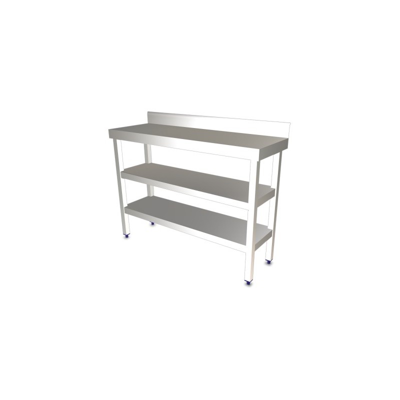 Table de travail adossée avec étagère gastro profondeur 600 - COMBISTEEL
