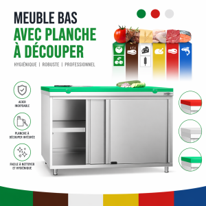 Meuble bas inox avec planche à découper