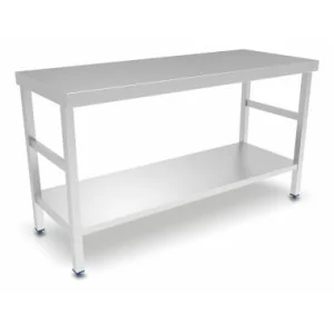 Table inox de travail avec étagère, avec dosseret, 600x600 mm - Virtus  group - Tables de Travail Inox - référence HCA0018 - Stock-Direct CHR