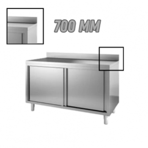 Meuble bas inox adossé sur pieds profondeur 700 mm