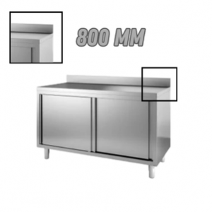 Meuble bas inox adossé sur pieds profondeur 800 mm